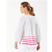 Tommy Bahama Pom Stripe 3/4 Sleeve Top Bright Blush XS