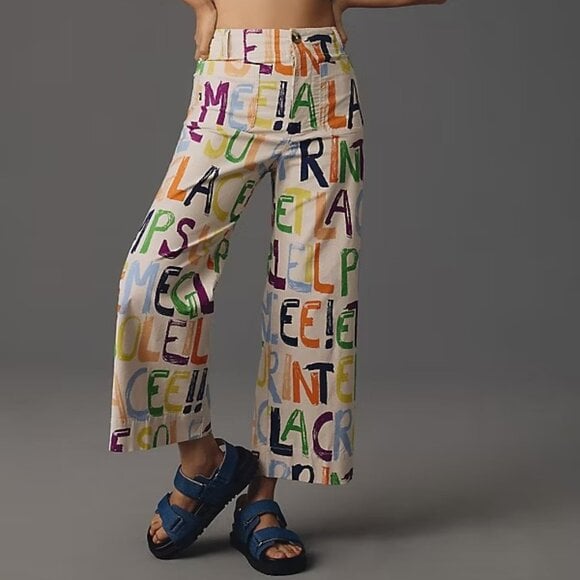 Anthropologie The Colette Cropped Wide-Leg Pants by Maeve 24 new with tag nwt