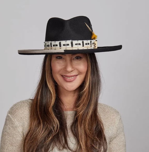 American Hat Makers, Lounge | Womens Pencil Rim Felt Hat, Black, Size: M