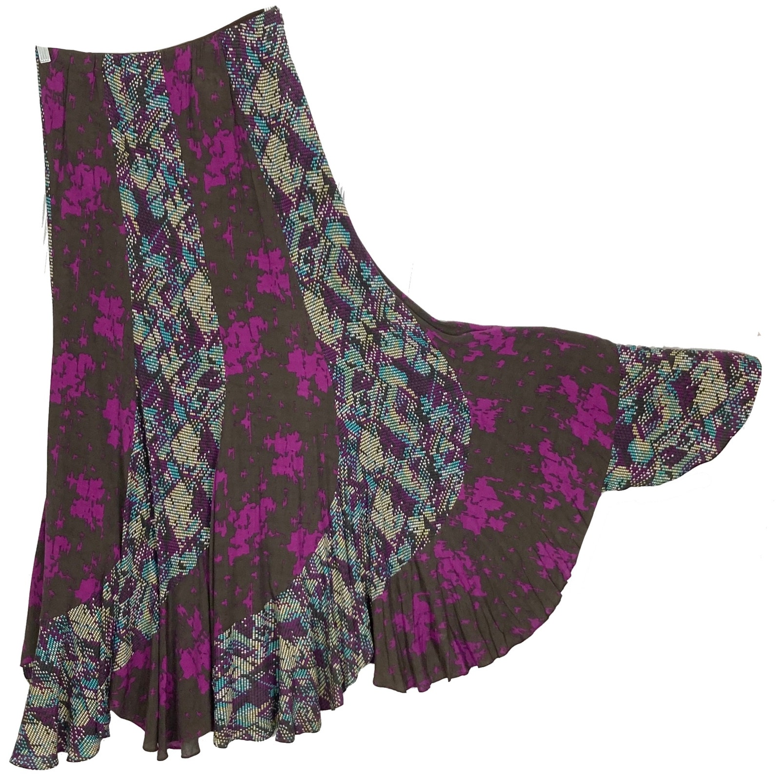 NWOT KAREN ZAMBOS Skirt 12 Geometric Tie Dye Stripe A Line Maxi Elastic Waist