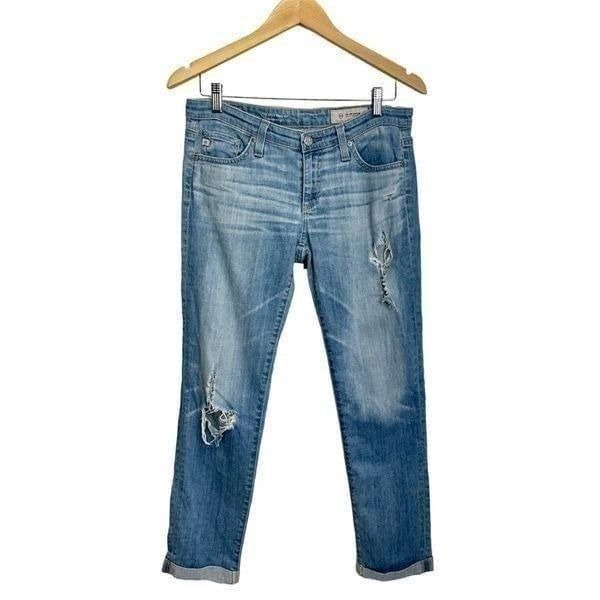 Adriano Goldschmied Cigarette Roll-up Light Wash Distressed Jeans Size 27R