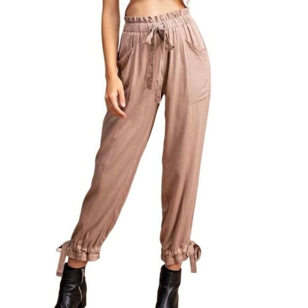 Mauve Paper Bag Tie Cargo Pants | FSL Apparel | Large | NWOT | SKU0190