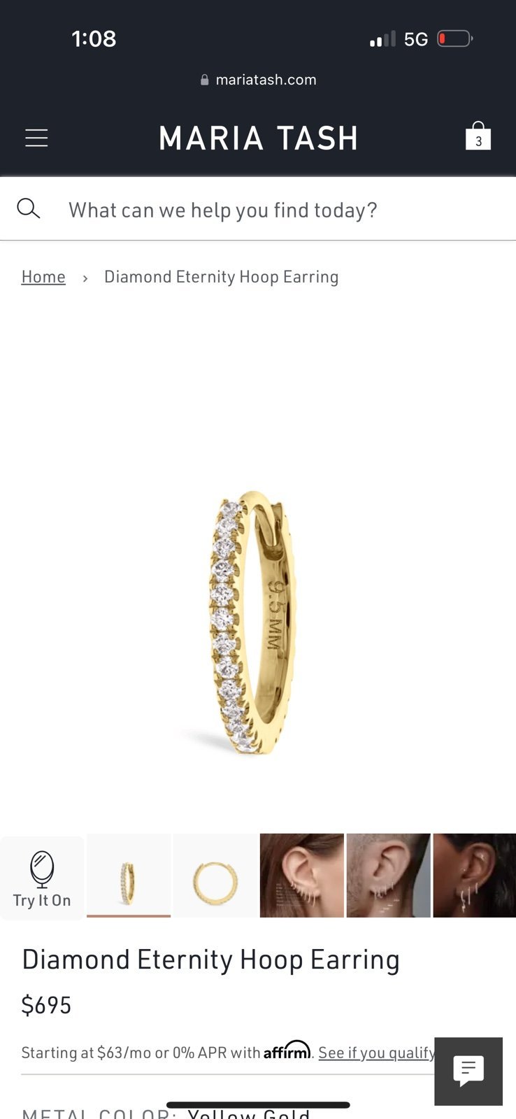 Maria Tash Eternity Hoop Earing (single hoop)