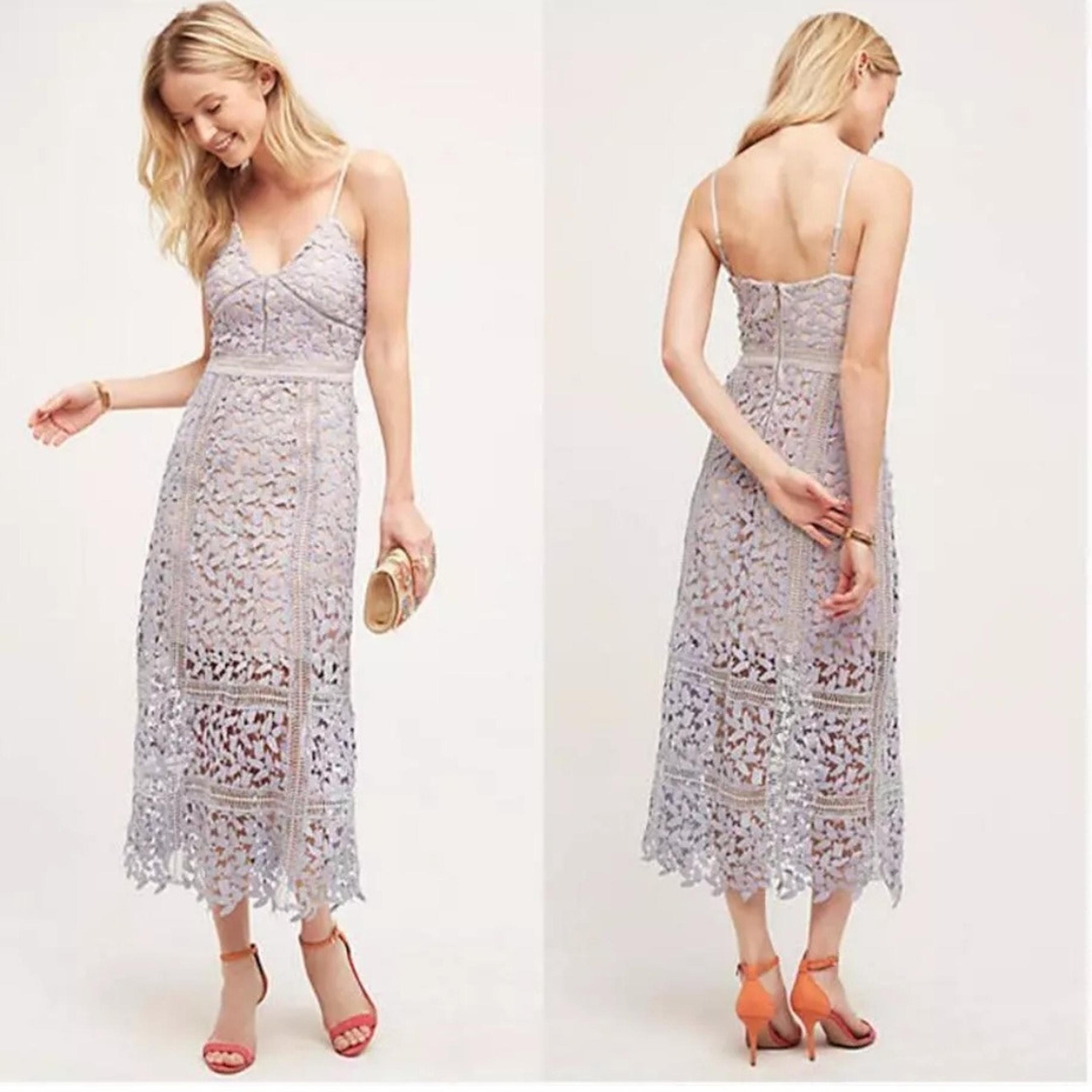 Elliatt Anthropologie Blue Lace Crochet Midi Slip Dress-S Wedding Formal Party