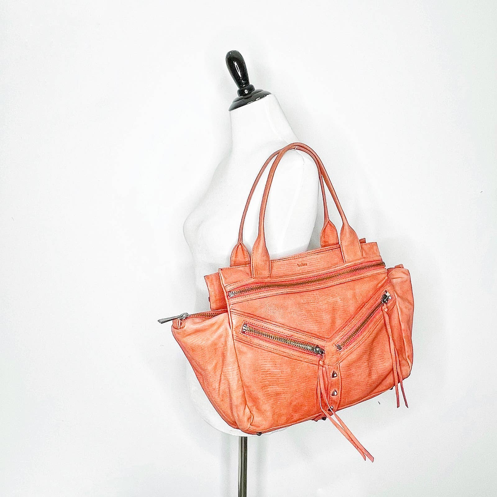 BOTKIER Trigger Metallic Orange Leather Shoulder Bag large carry
