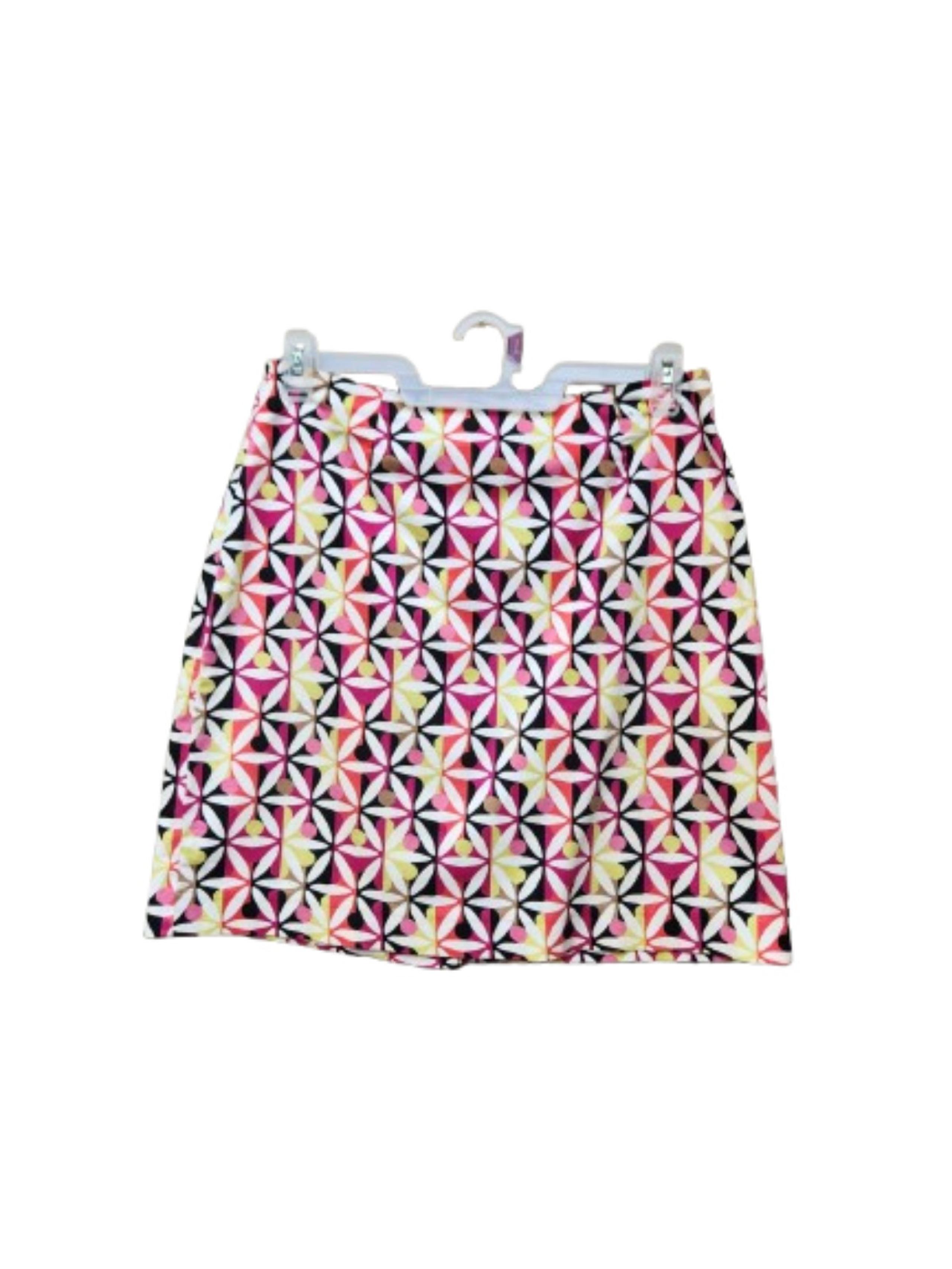 Geoffrey Beene Sport A-Line Multicolor Skirt Floral Geo-Print Cotton Blend