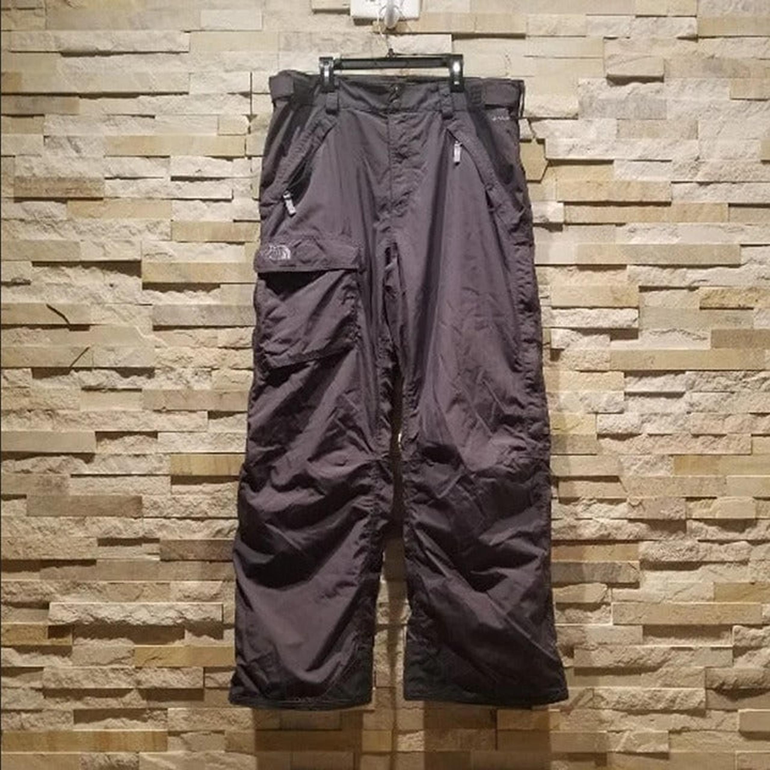 North Face Mens Large Ski Snow Pants Bib Grey Snowboard Winter Waterproof Bibs