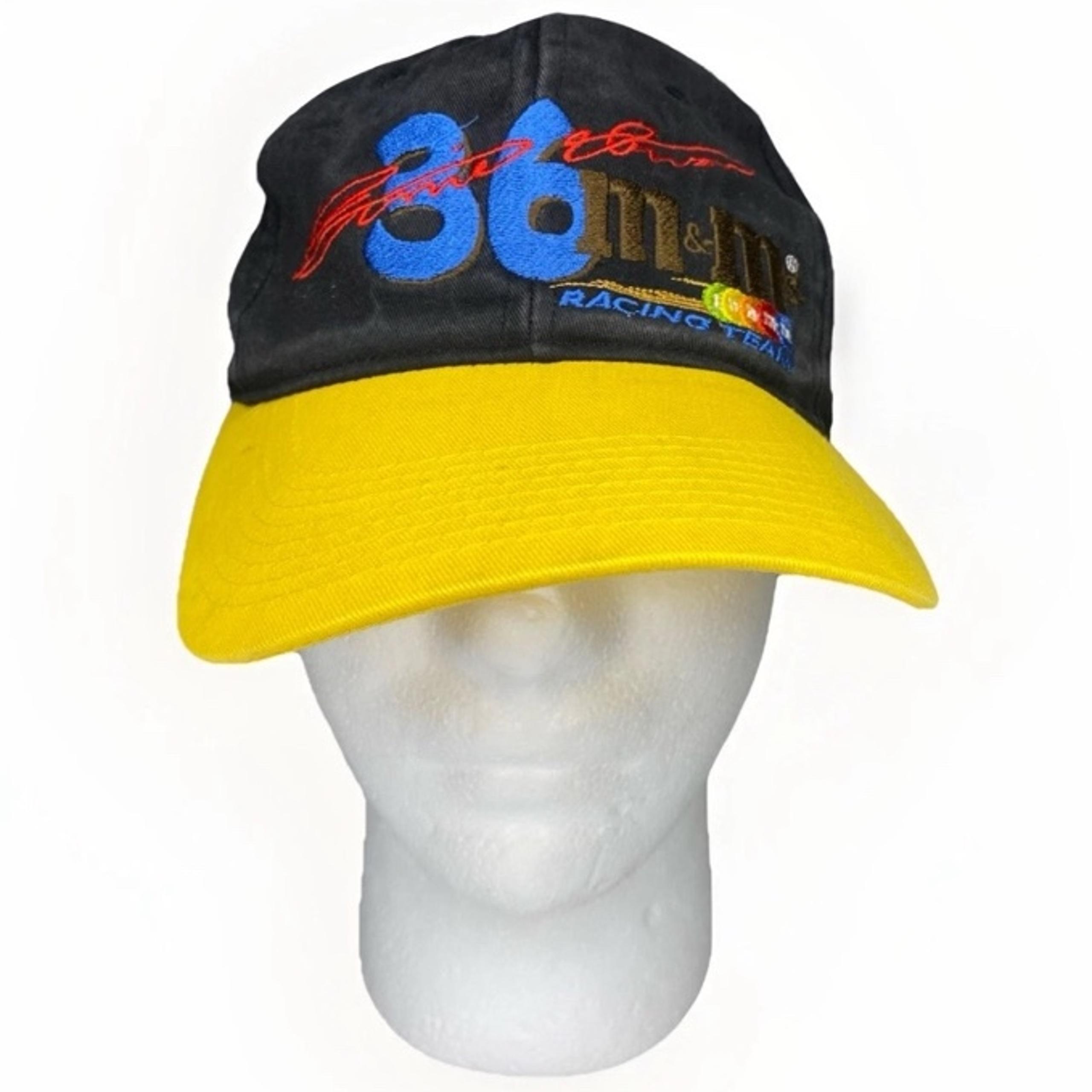 Vintage NASCAR M&M Racing Ernie Irvan 36 Black Yellow Hat Baseball