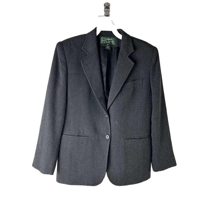 Lauren Ralph Lauren Womens 6P Wool Two Button Blazer Suit Coat Jacket Gray USA