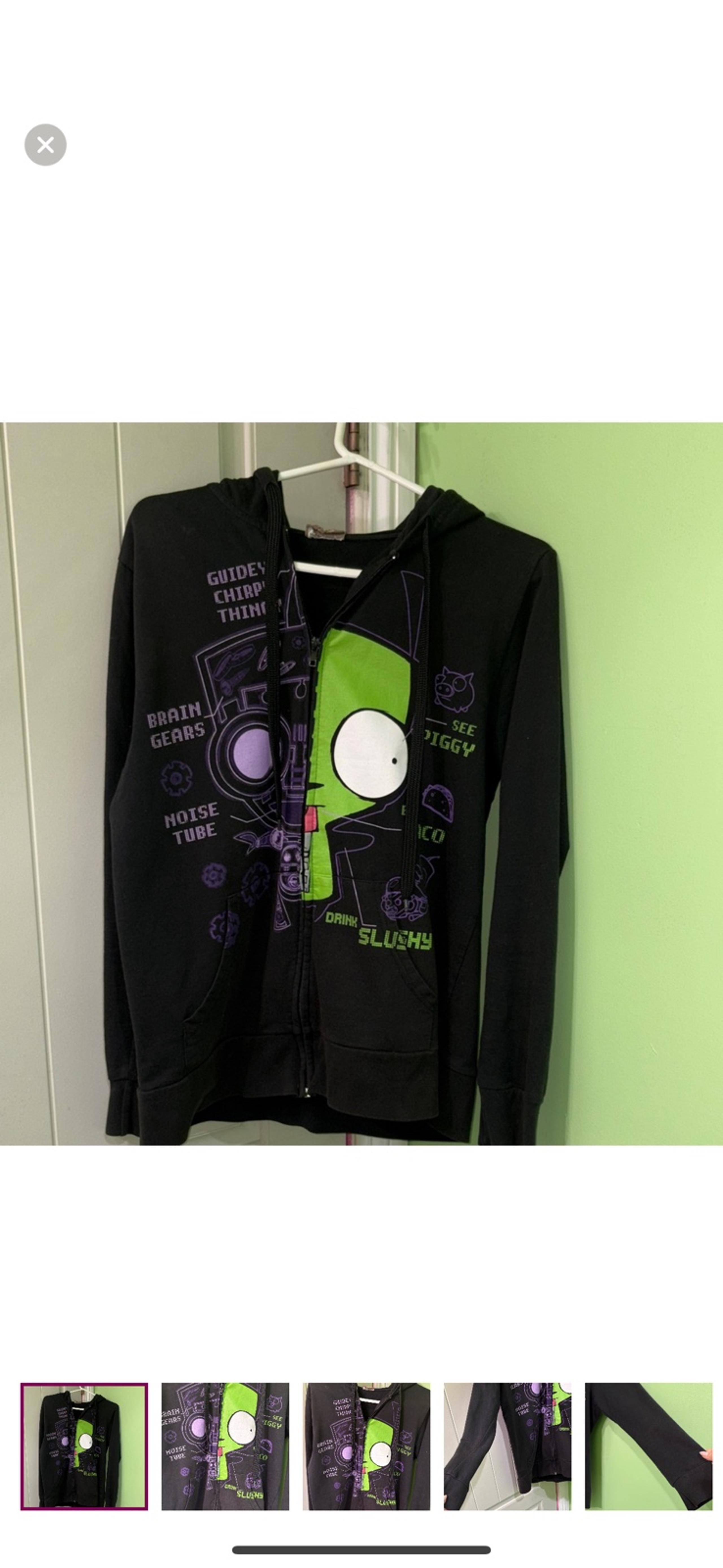 Invador Zim Mighty Fine Graphic Hoodie vintage goth nostalgic retro hot topic ML