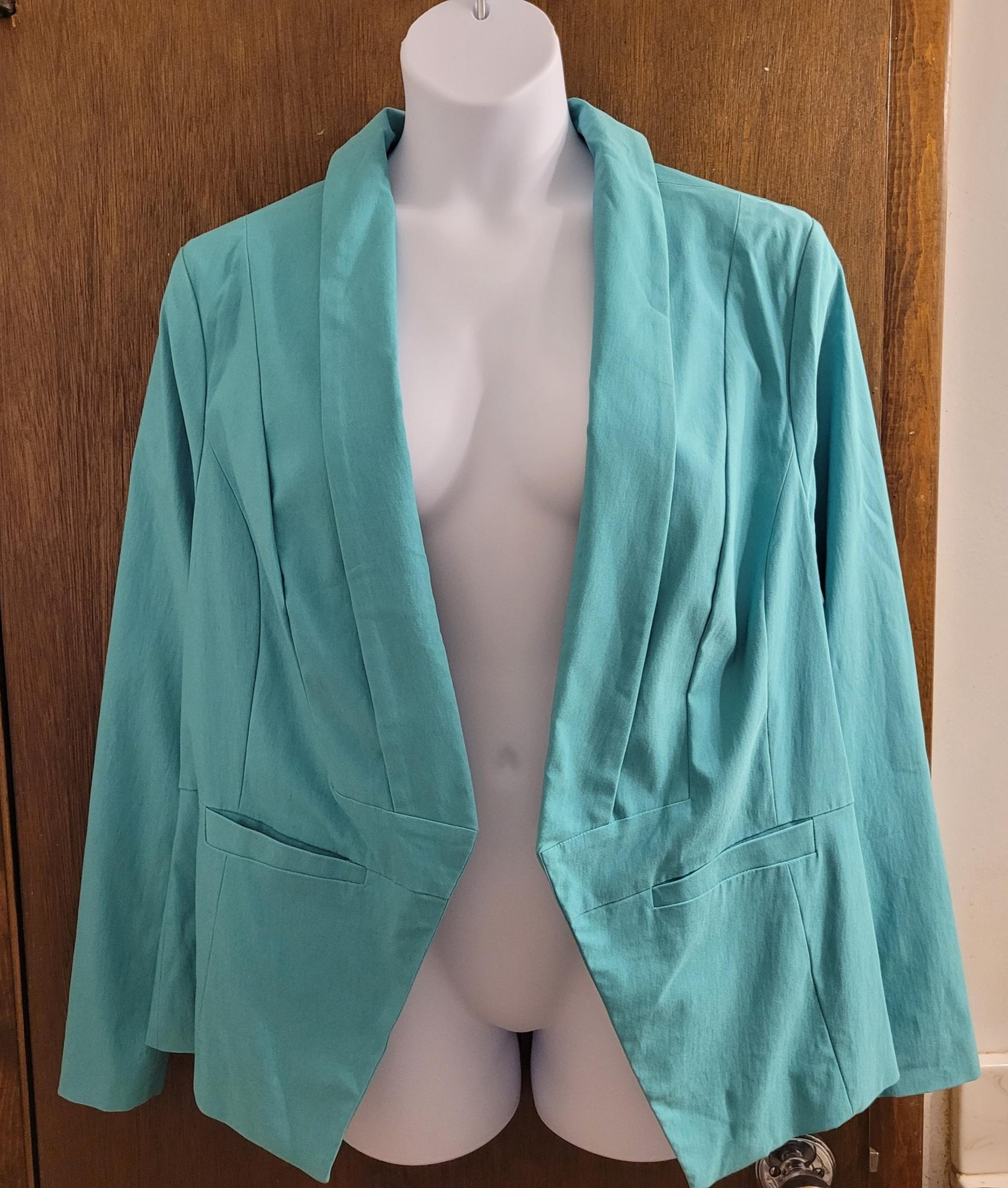 NWT Torrid Classic Open Front Blazer in Turquois Stretch Women's Size 3X /22-24