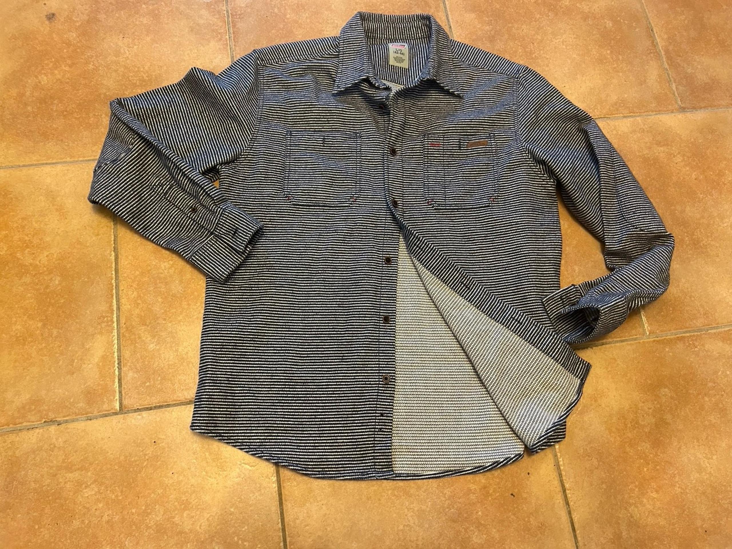 Dickies vintage men large railroad striped shirt jacket