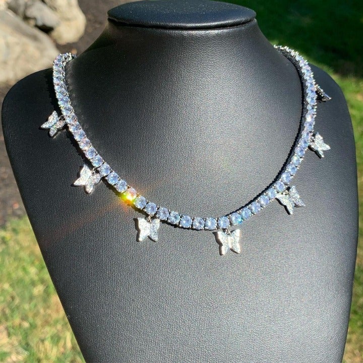 Butterfly Tennis Chain White Gold 5mm