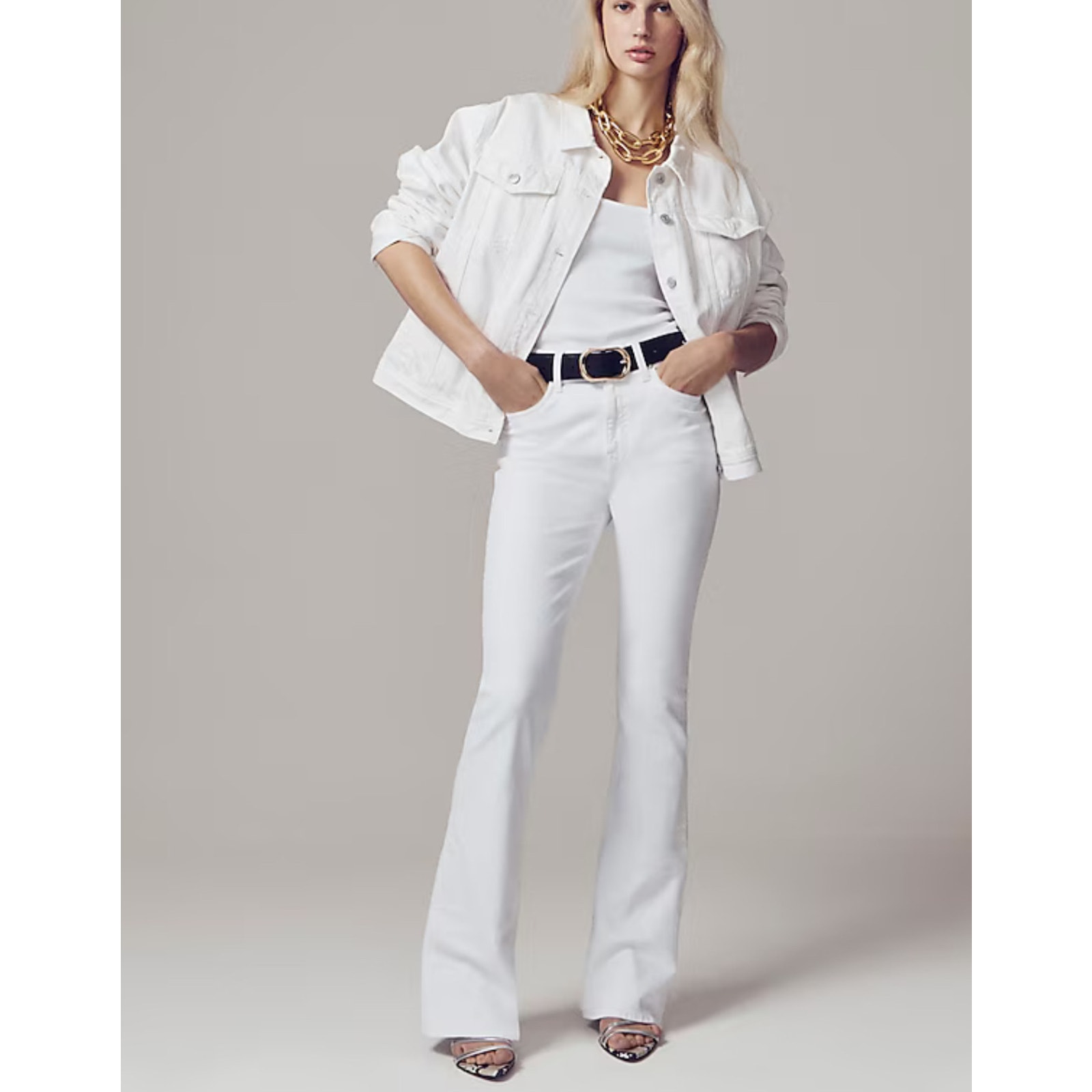 NWT J.Crew Skinny Flare Jean In White Wash Size 25