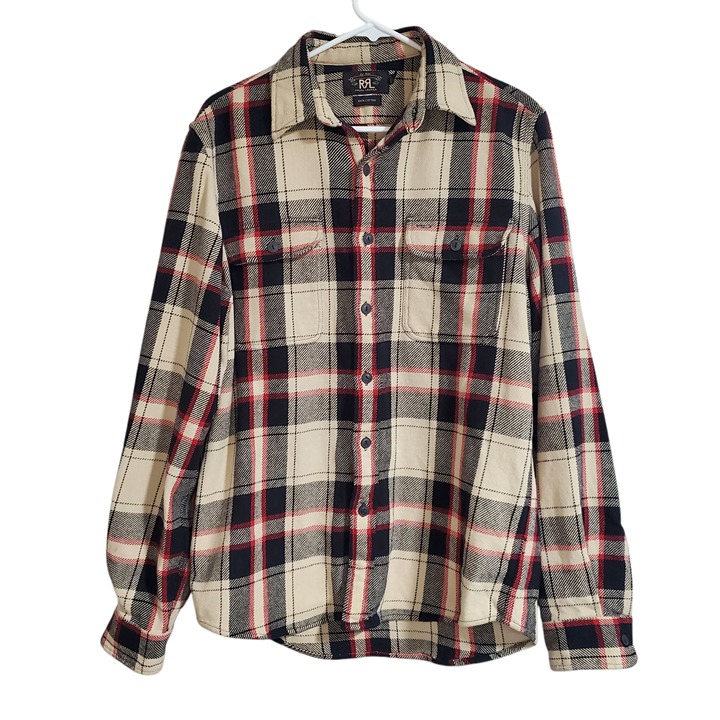 Ralph Lauren RRL Double R Vintage Plaid Thick Cotton Flannel - Medium