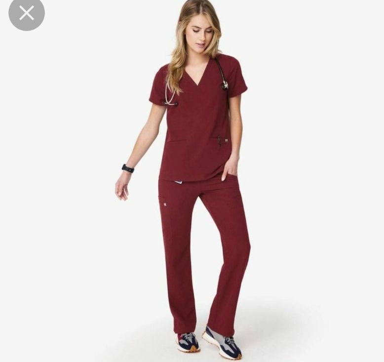 Figs burgundy scrubs set xs