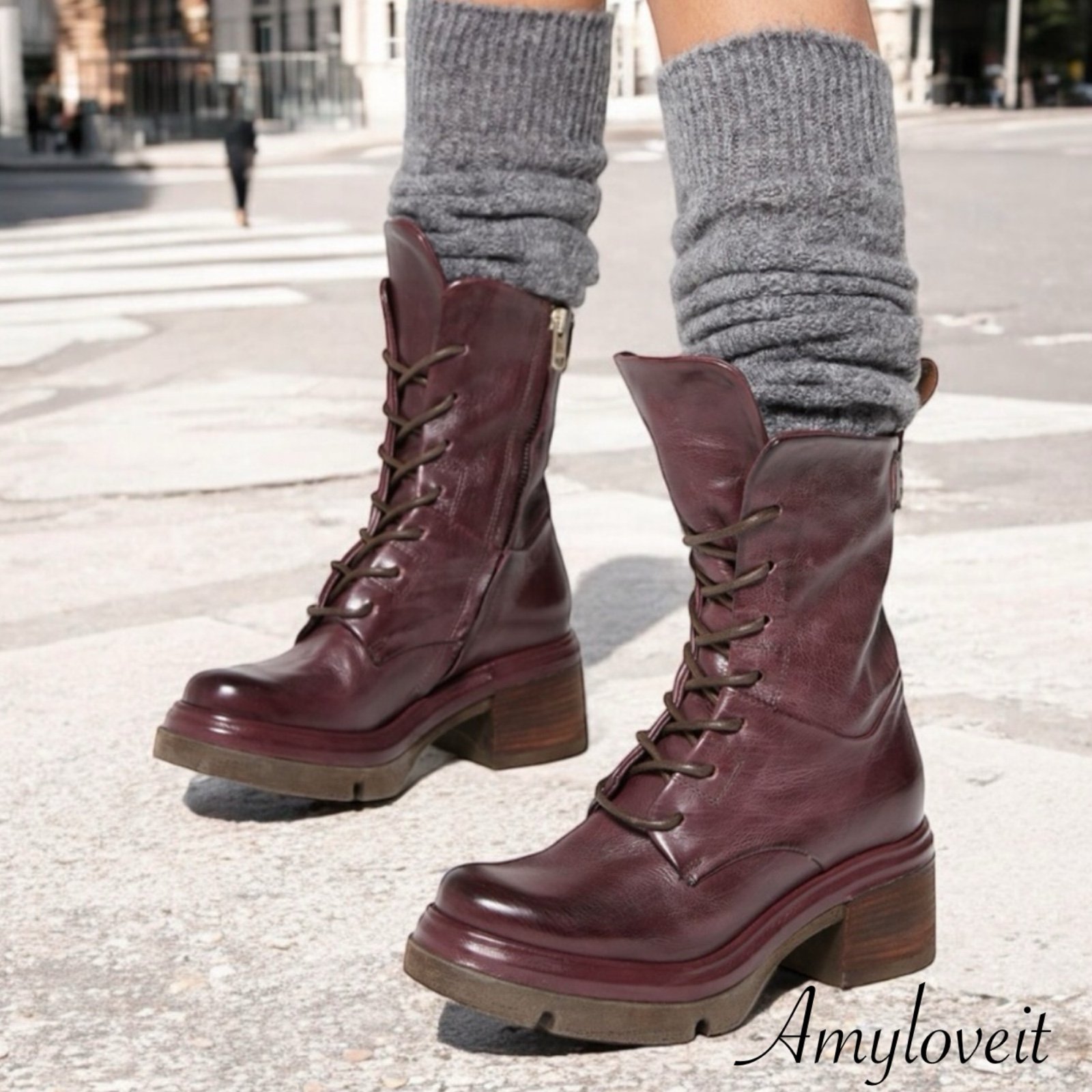 A.S.98 Elvin Boots Mid-calf Eggplant