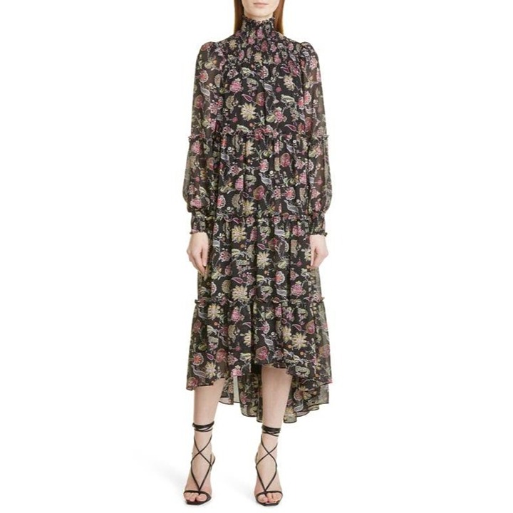 cinq a sept Paisley High Low Hem floral maxi dress size 6