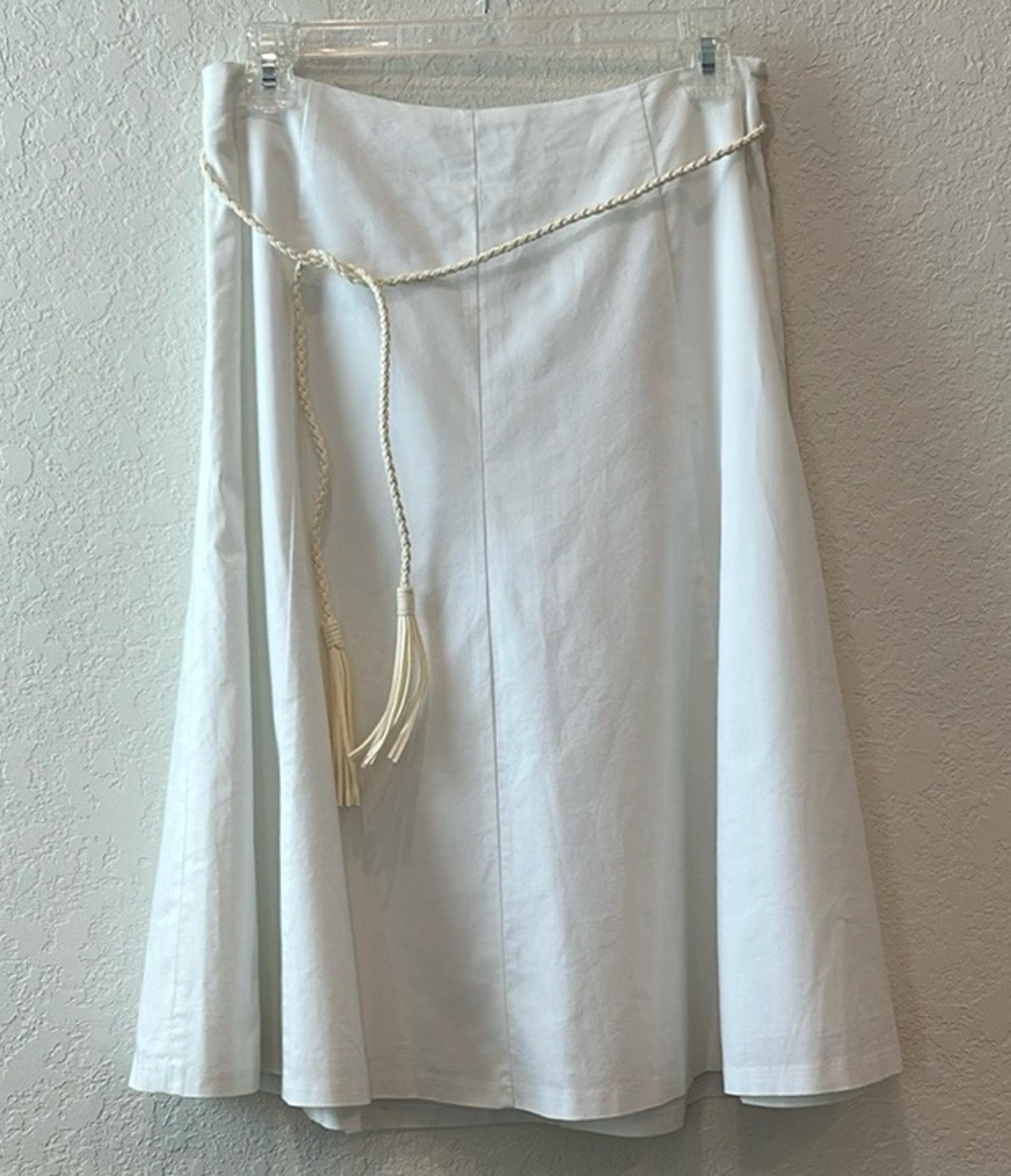 The Limited White A-Line Midi Skirt with Tie Belt