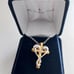 The Danbury Mint Gold Tone Cross Silver Heart Pendant Necklace 18 Religious