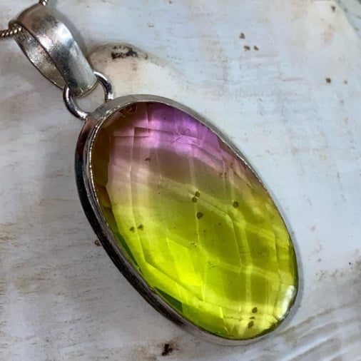 Tourmaline bi-color vintage statement pendant