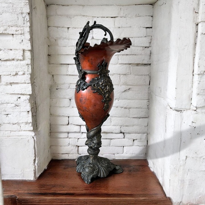 Antique French Copper Bronze Garniture Ewer Poseidon Trident Dolphins 20