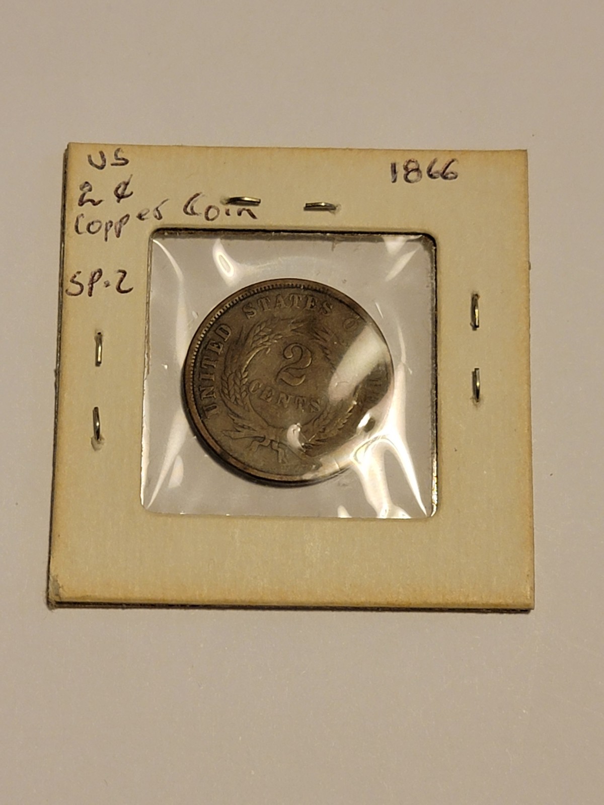 1866 2 Cents US Copper Coin
