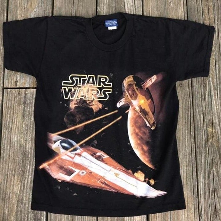 Vintage Y2k 90's Star Wars Episode 1 Tee Starfighter Slave 1 Delta 7B