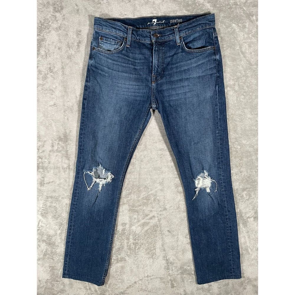 7 For All Mankind Men's Distressed Paxtyn Denim Jeans 33x30