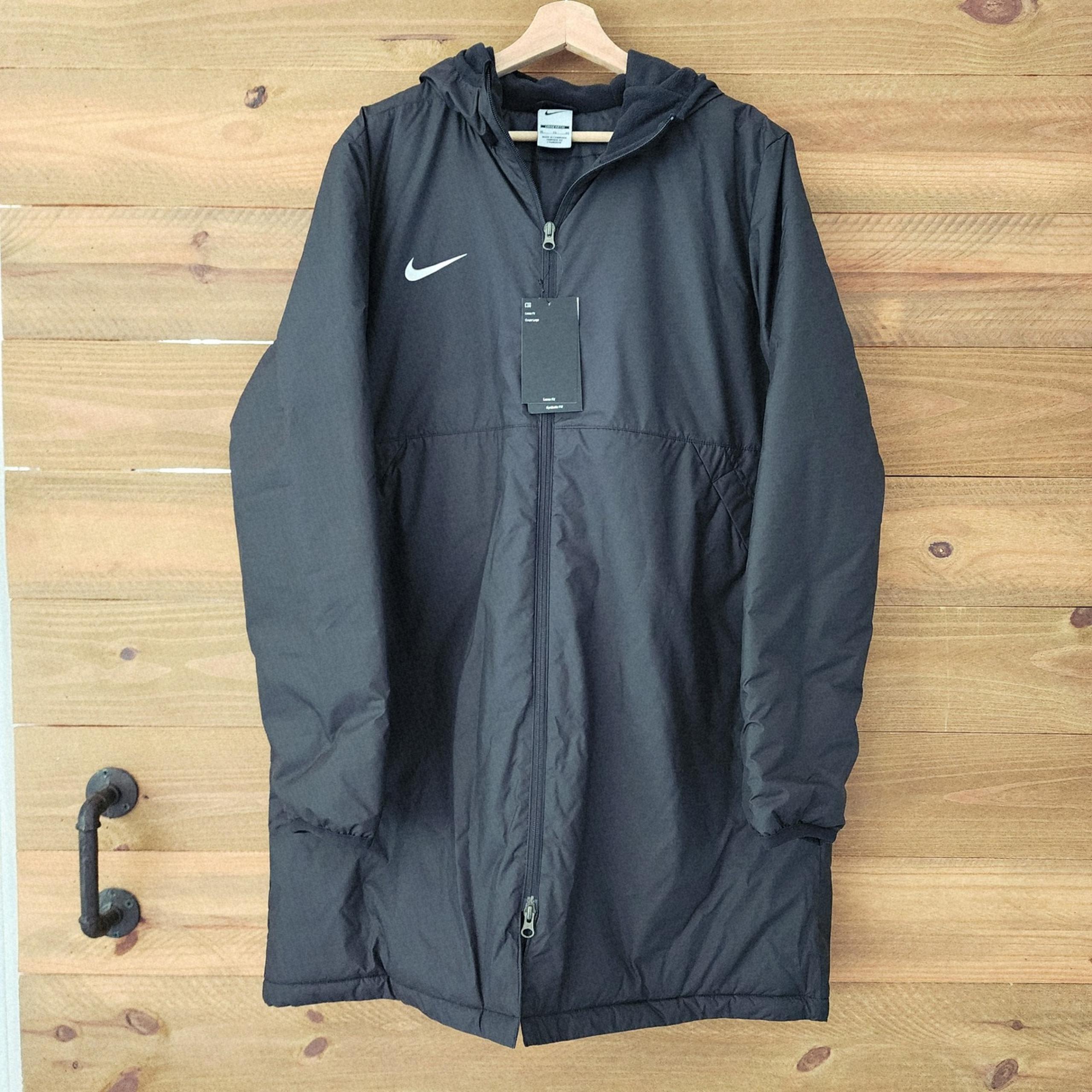 NEW Nike Loose Fit black parka long coat football soccer womens size XL