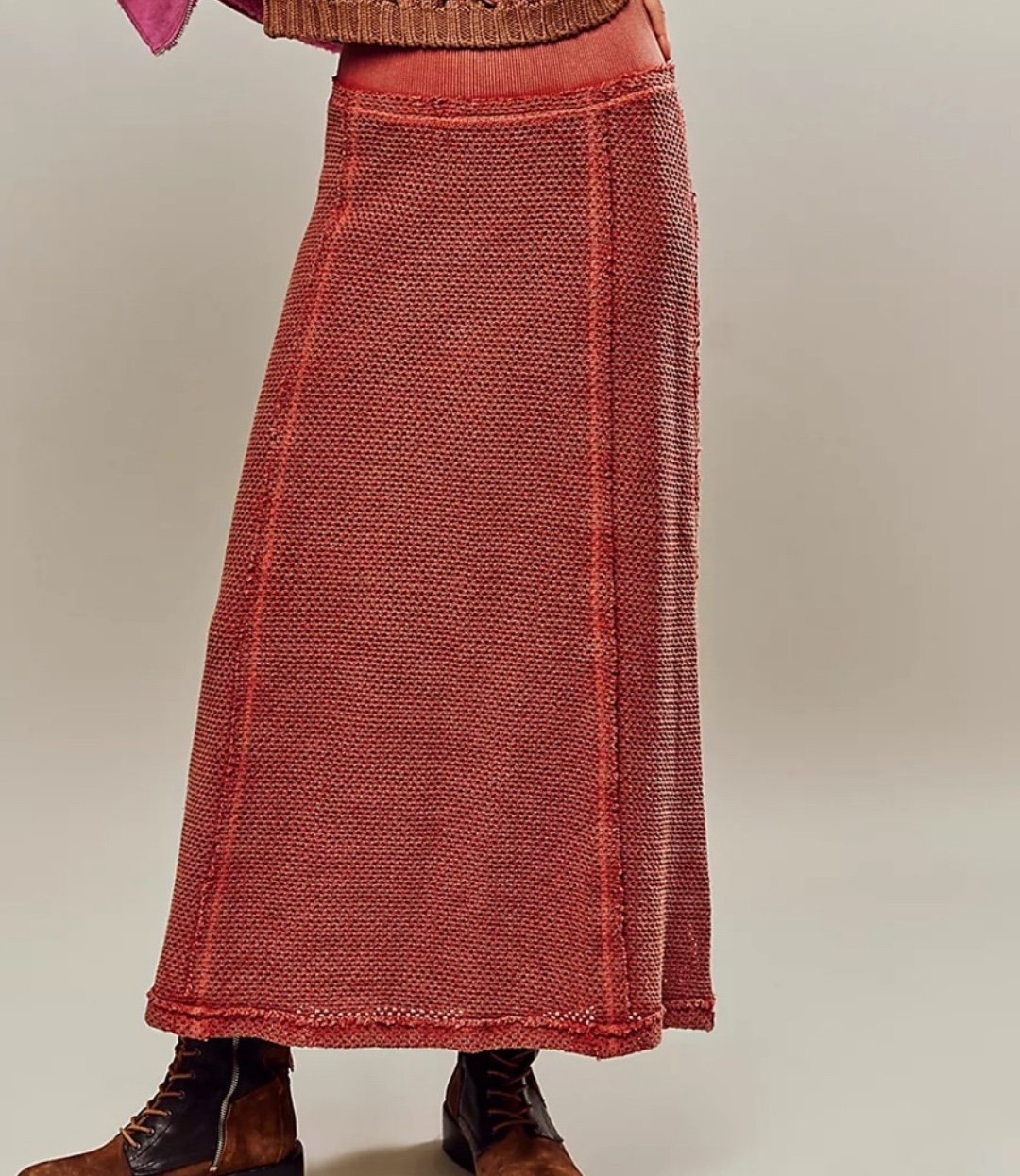 Free People NWT Beautiful Escape Maxi Skirt in Fired Brick size XSmall NWT