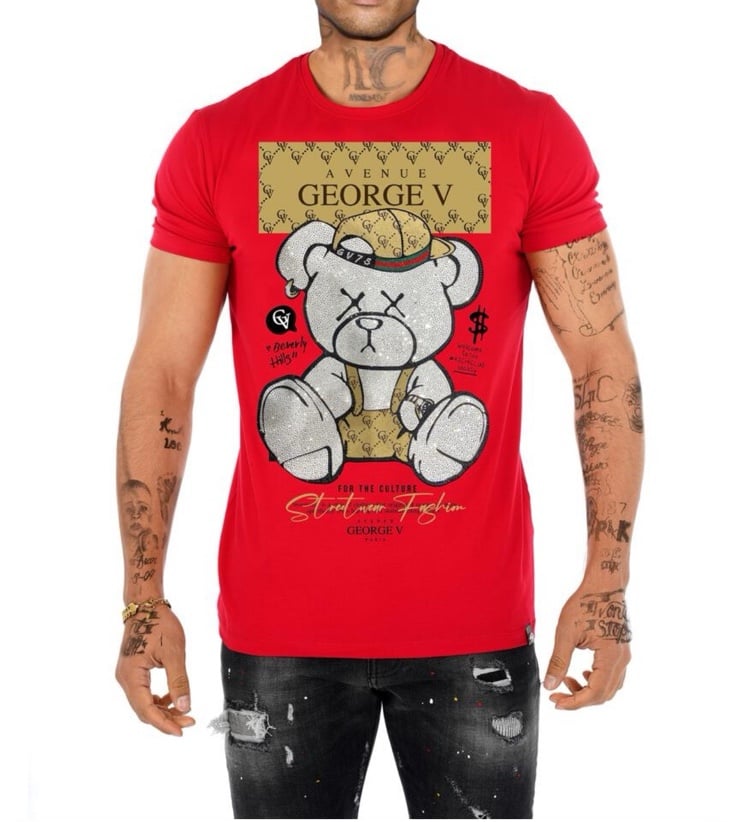 Men’s George V of Paris, red designer, authentic T-shirt