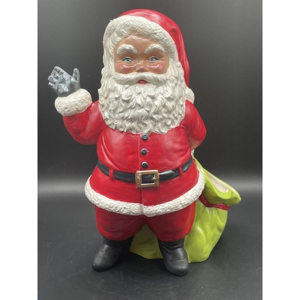 Vtg Santa Claus Ceramic 1973 Duncan Mold Christmas Toy Sack Planter/Figurine