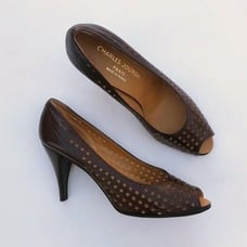 Charles Jourdan Cutout PeepToe Pumps Brown Vintage