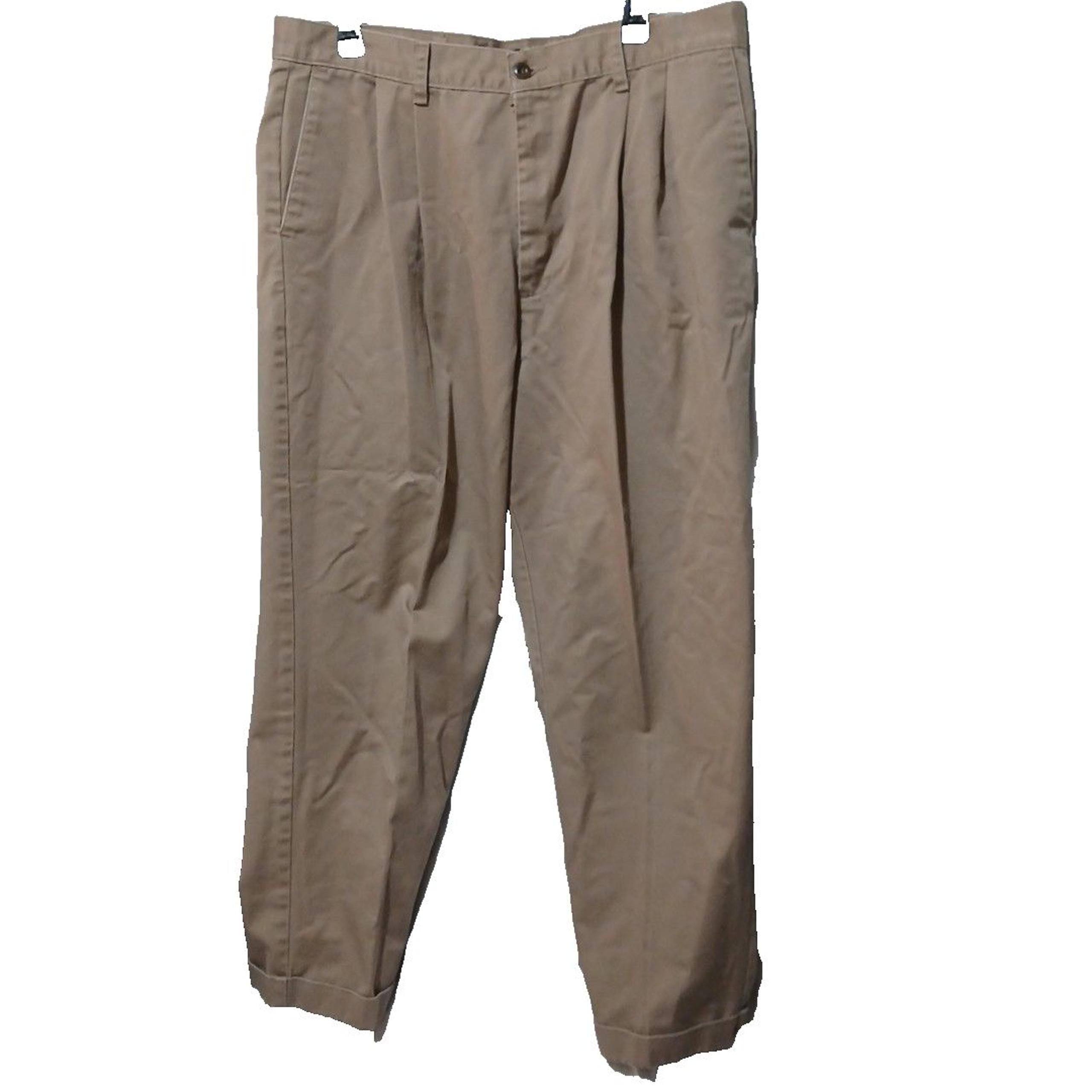 Dockers Relaxed Fit Pants Men's 38 x 30 Tan Cotton Pleated Straight leg (36x30)