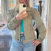 Y2K Vintage Washed Cotton Cafe Racer Workwear Jacket Small Medium Womens Green