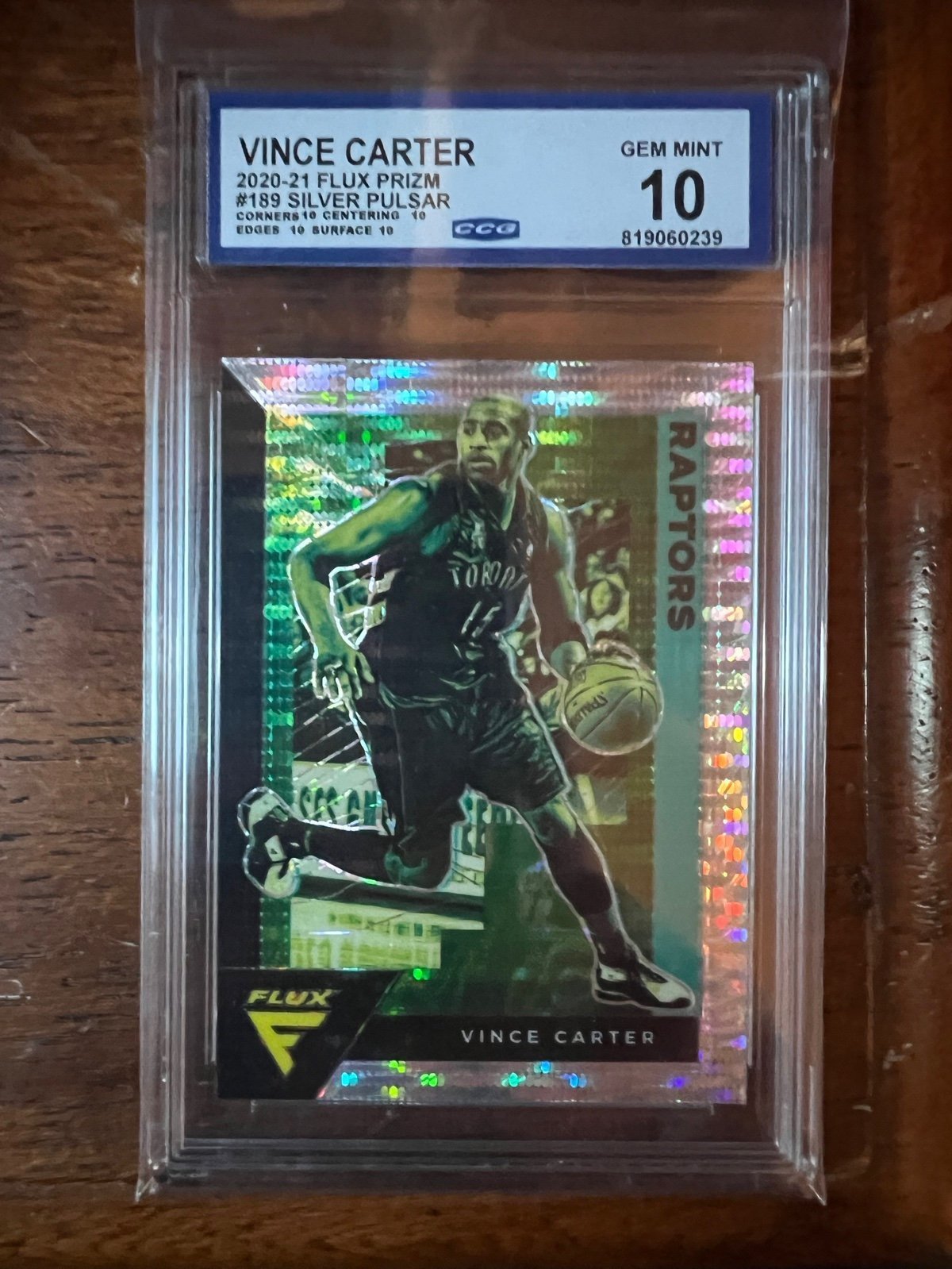 Vince carter 2020-21 flux prizm Ccg graded 10