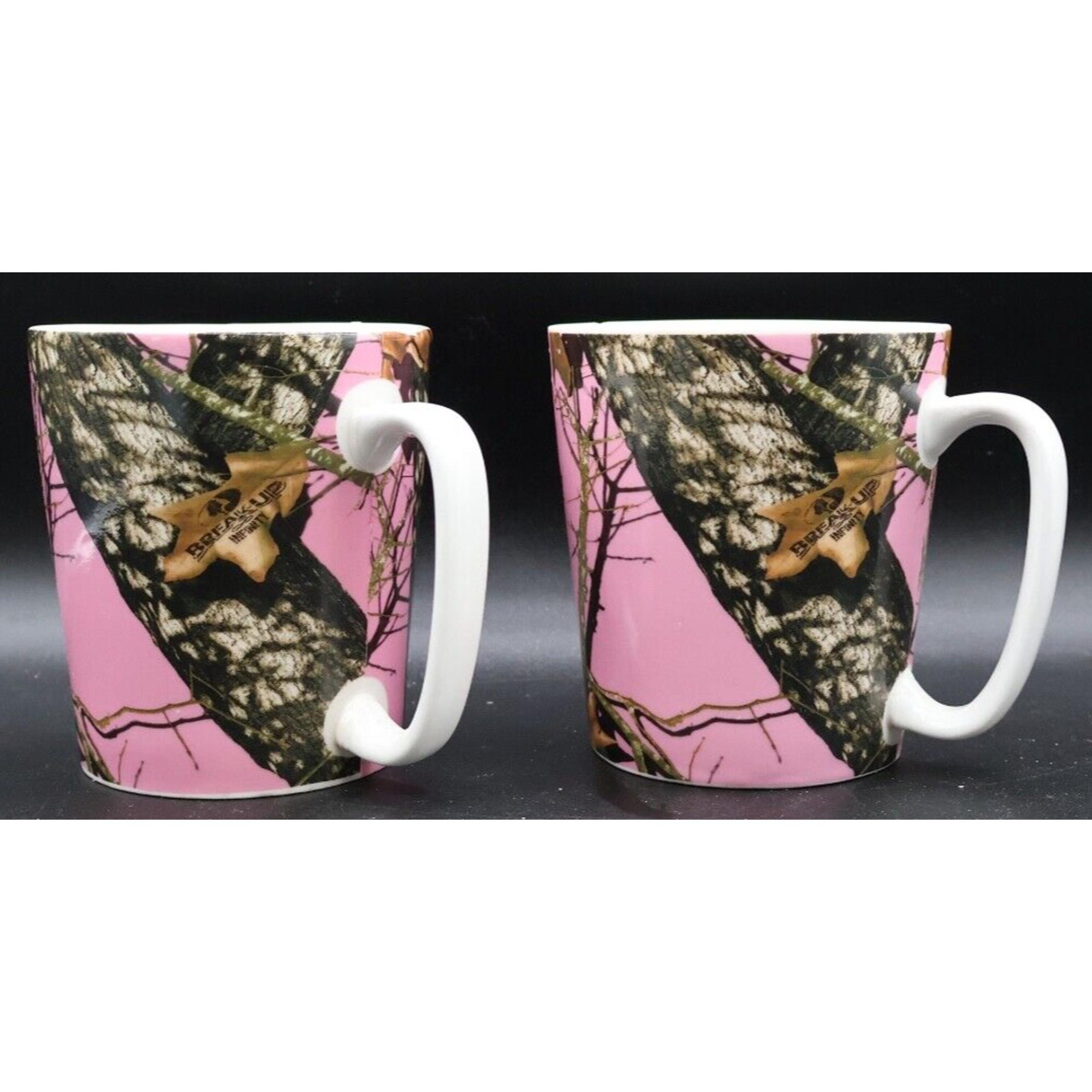 Mossy Oak Break Up Pink Camouflage Coffee Cup Mug 16 Ounces Set of 2