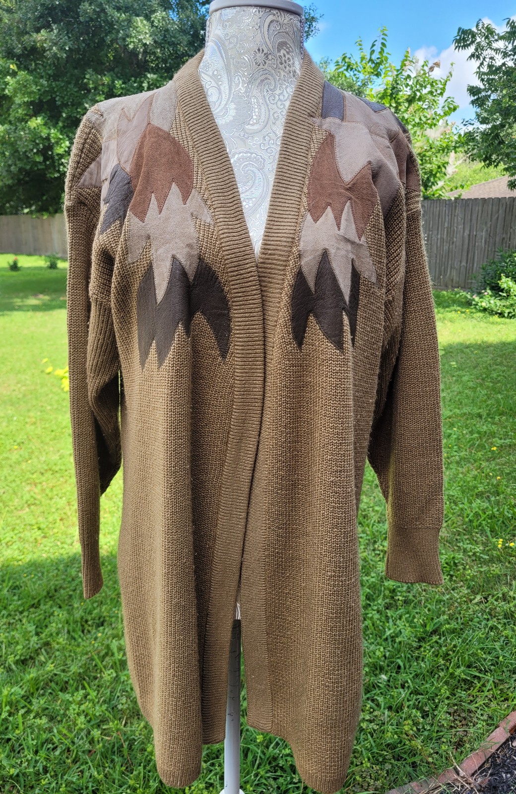 Vintage Elvia Jaramillo Suede & Knit Cardigan