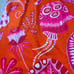 Gretchen Scott Isosceles Sea of Love Patterned Mini Dress Women's Large Orange