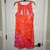 Gretchen Scott Isosceles Sea of Love Patterned Mini Dress Women's Large Orange