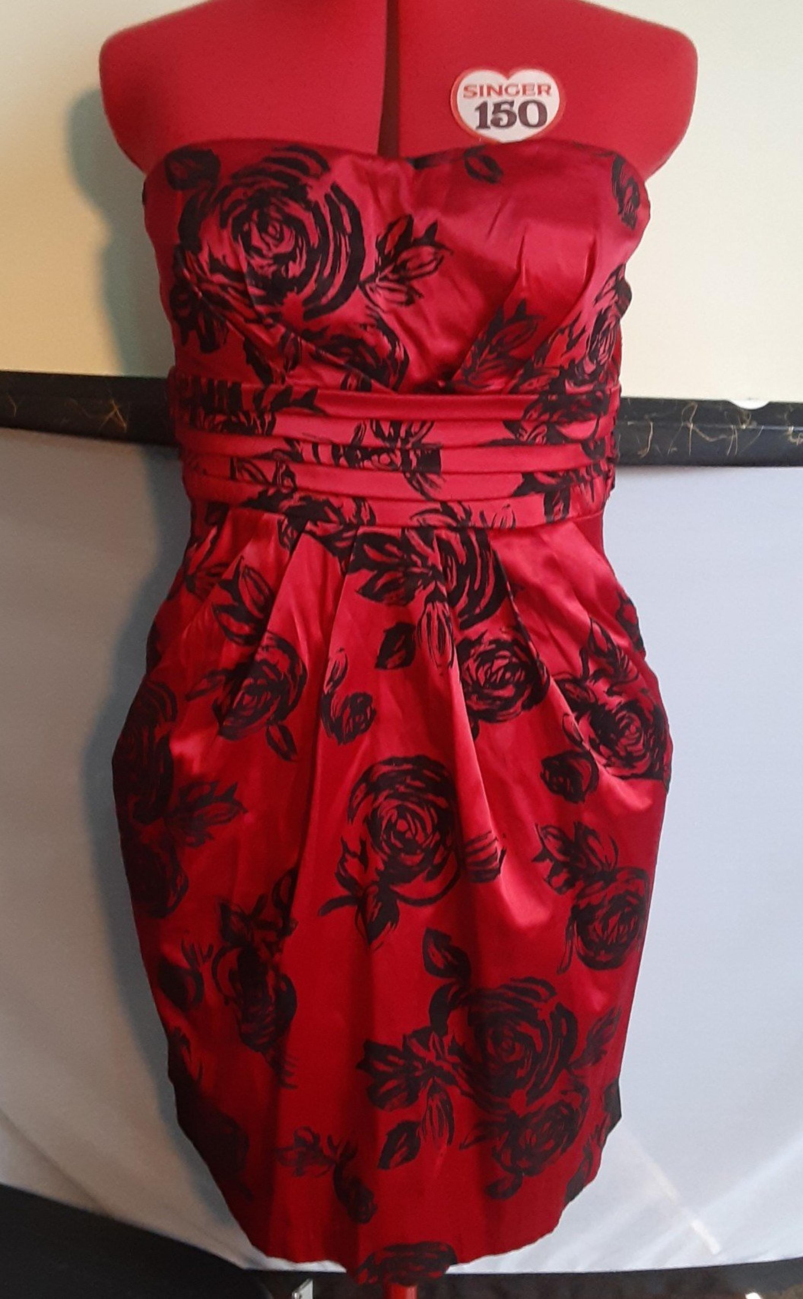 Red Dress with black flowers