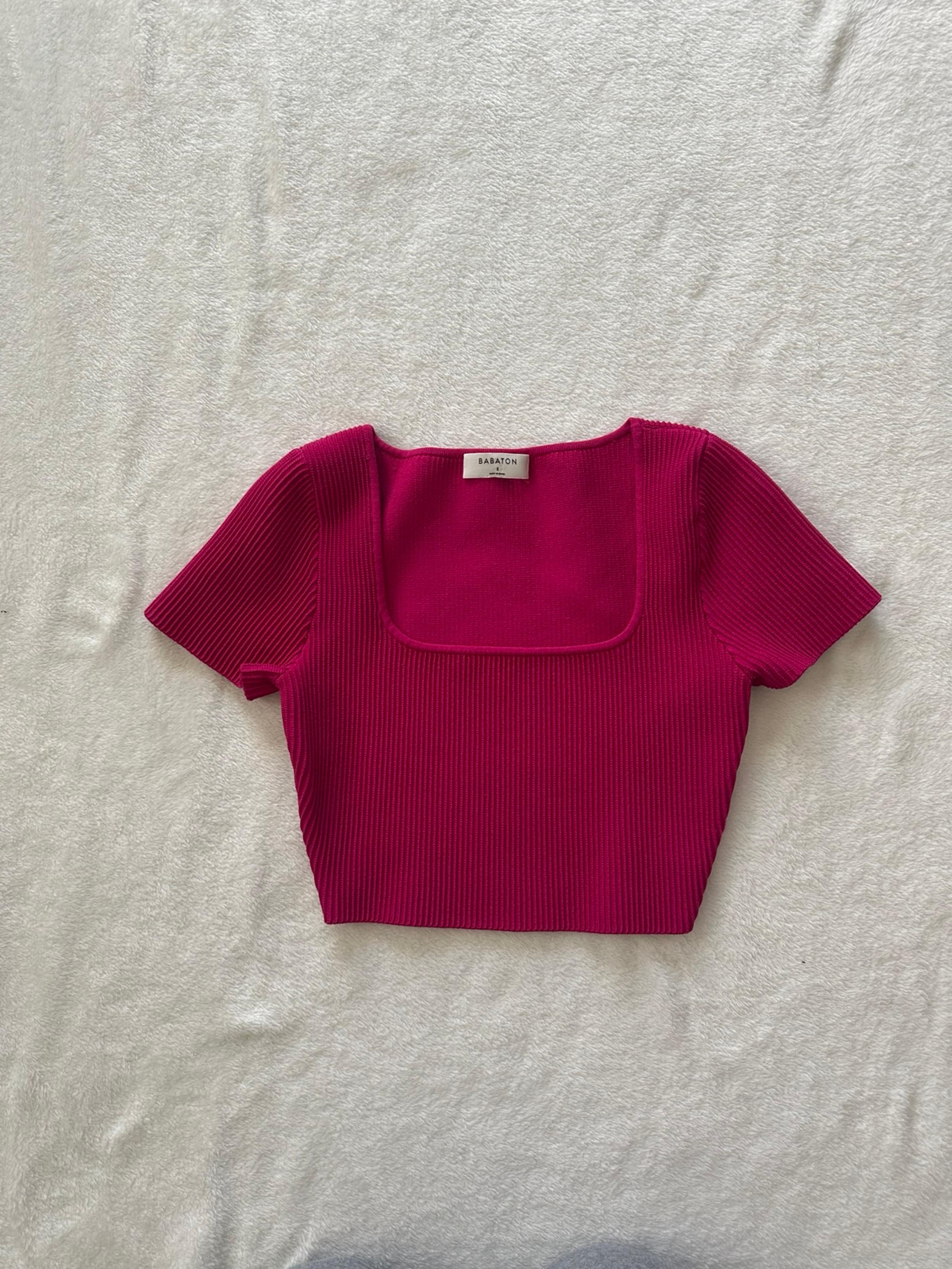 Aritzia Babaton Sculpt Knit Square Neck Short Sleeve