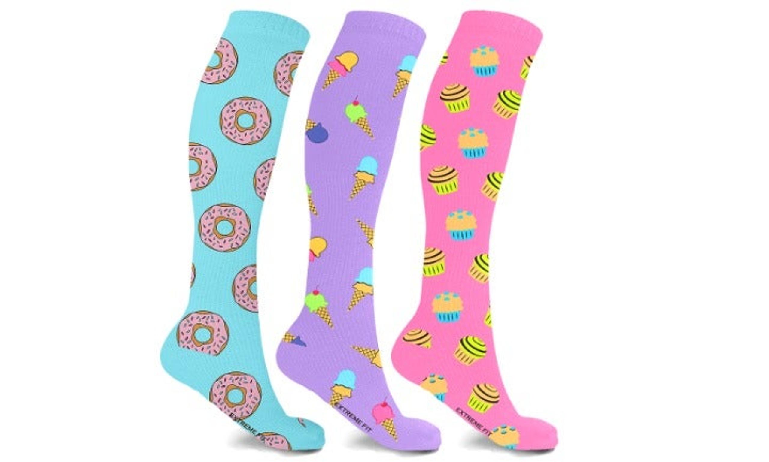 SMALL/MEDIUM 3-Pairs : High Energy Expressive Compression Socks