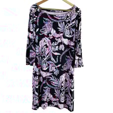 Lilly Pulitzer Sophie Dress in Black and Purple Floral Print UPF 50+ Size Large