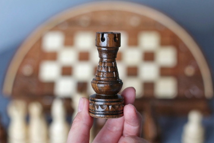 Wood carving chess pieces