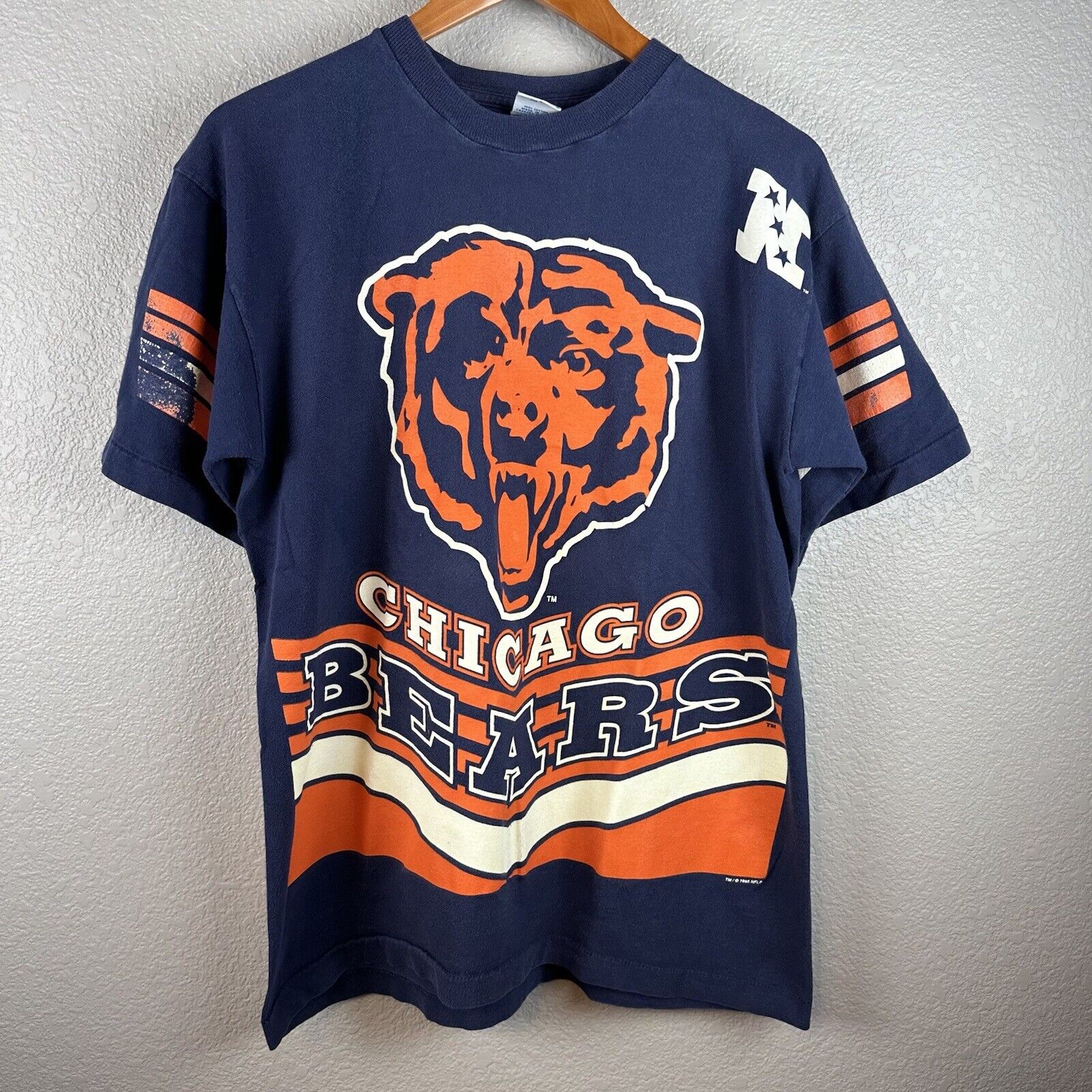 Vintage Chicago Bears Mens Jersey Tee Shirt L Large Blue Single Stitch 1995