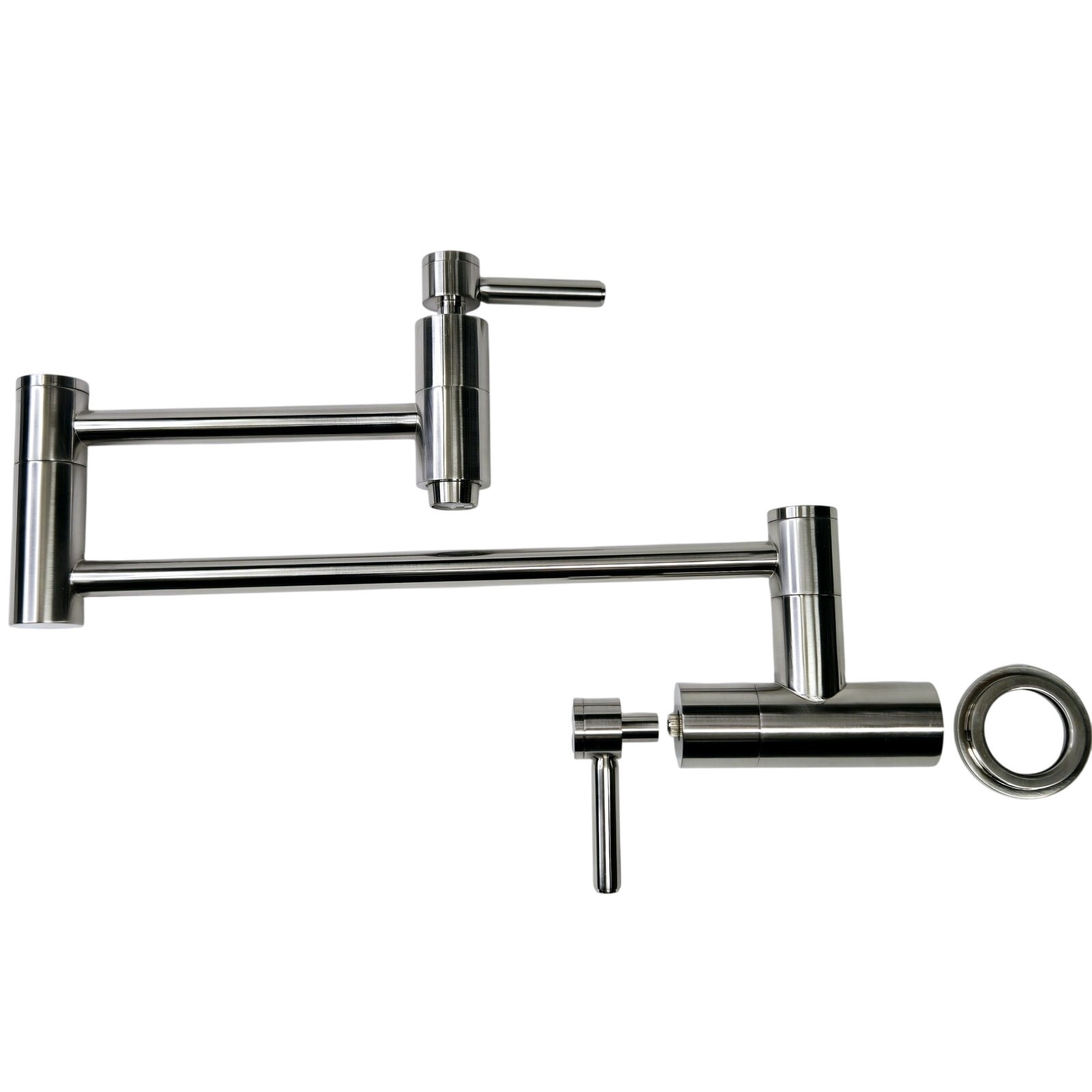 Signature Hardware 329627 Contemporary Double Handle Pot Filler - Brushed Nickel