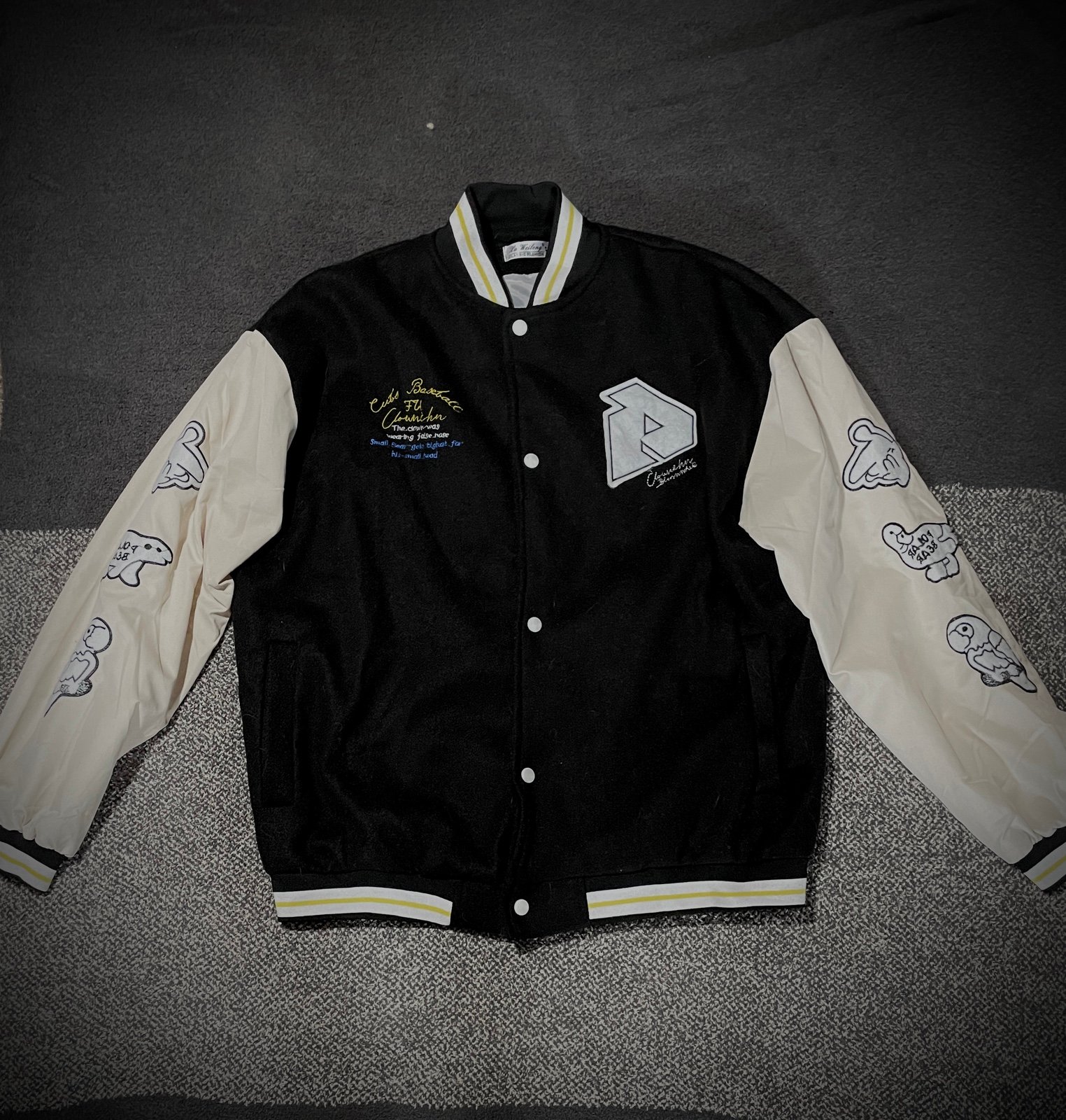 Graphic varsity jacket