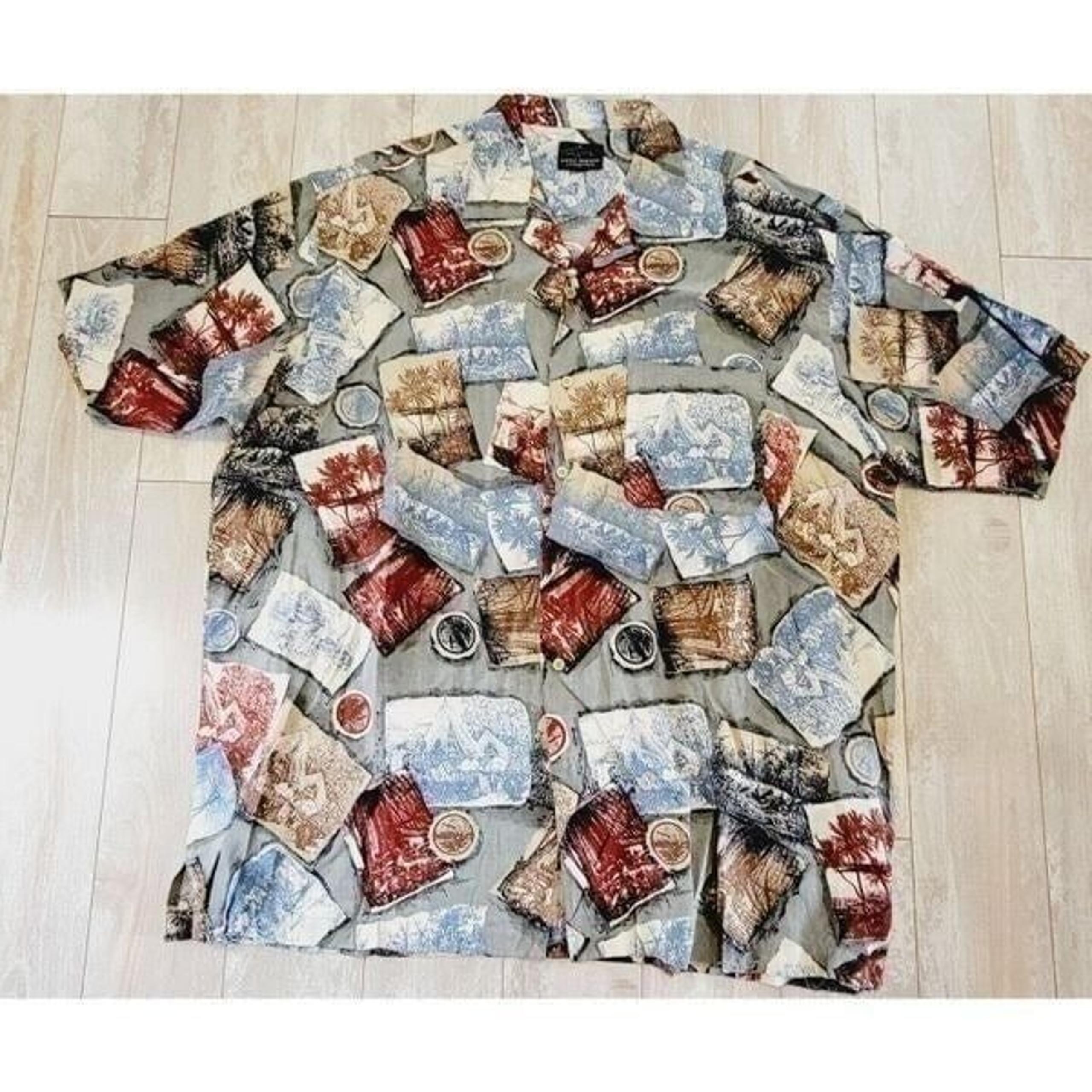Greg Norman L Hawaiian Shirt Men Short Sleeve Button Down Colorful Linen Blnd